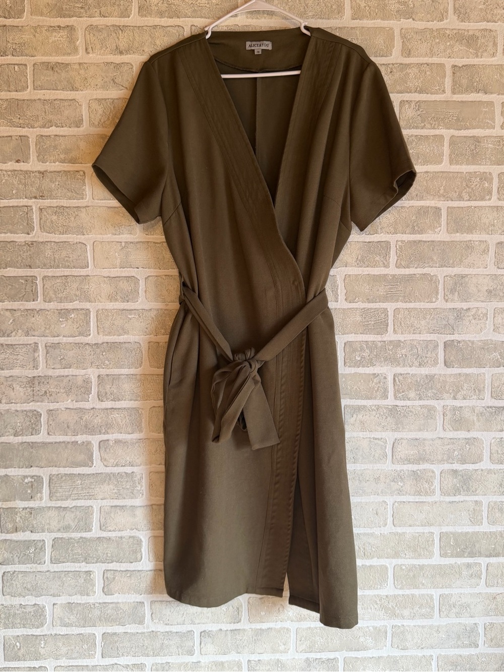 Alice And You Olive Wrap Tie-Front Dress